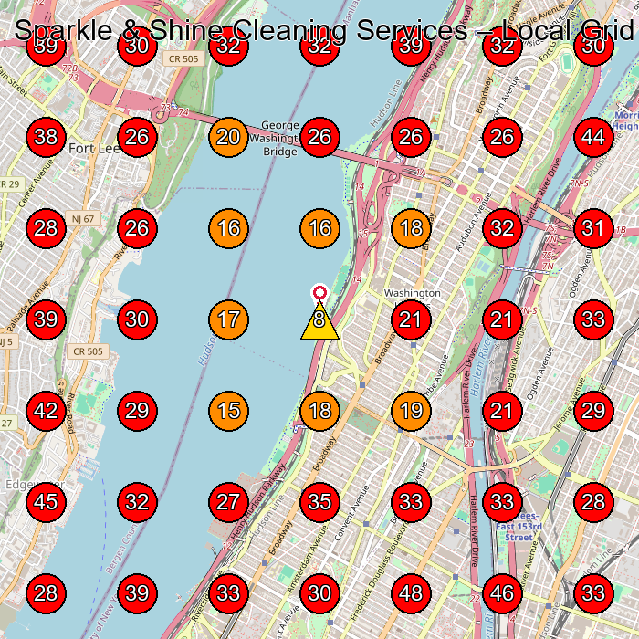 Sparkle & Shine Cleaning Services GeoGrid visibility map for House Cleaning Service in Hamilton Heights